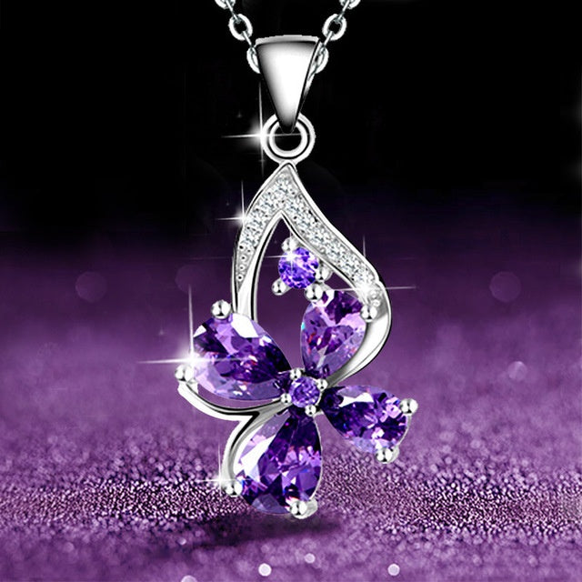 Beautiful Purple Flower Amethyst Necklace