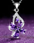 Beautiful Purple Flower Amethyst Necklace