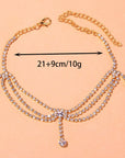 Rhinestone Layered Anklet for Women Detailed Measurements