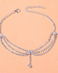 Rhinestone Layered Anklet for Women in Yellowish Background