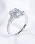 925 Sterling Silver D-color Emerald Cut Moissanite Ring