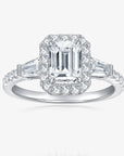 925 Sterling Silver D-color Emerald Cut Moissanite Ring