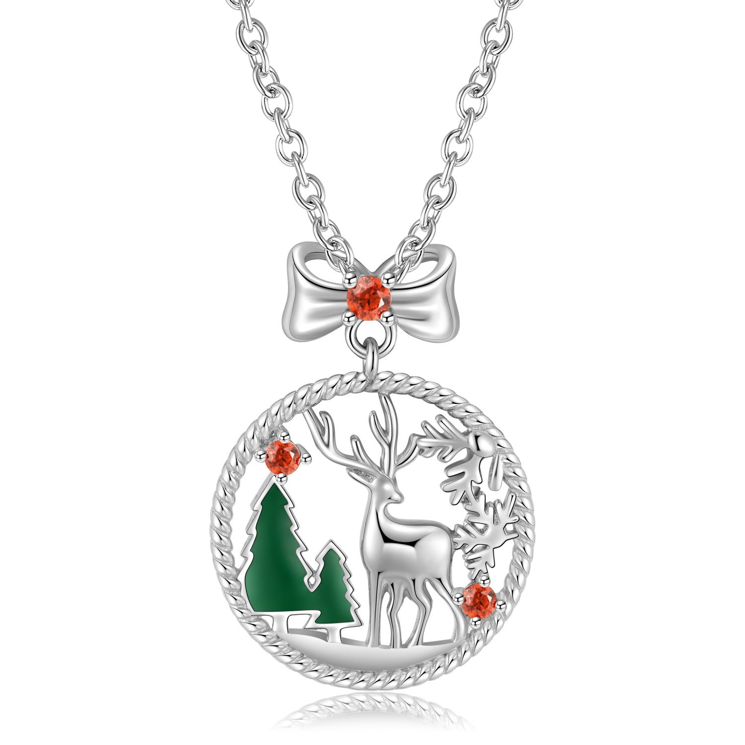 S925 Sterling Silver Christmas Necklace