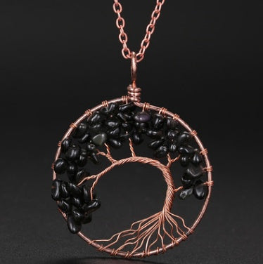 Black Pendant of Tree of Life Nature Necklace