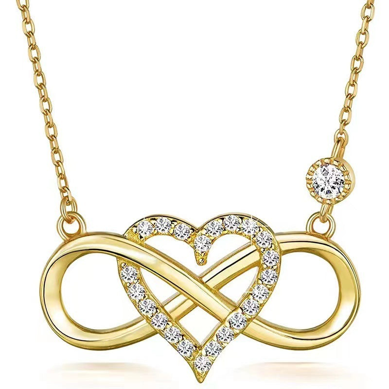 S925 Sterling Gold Infinite Heart Necklace for Women