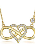 S925 Sterling Gold Infinite Heart Necklace for Women