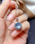 Natural Sky Blue Topaz Set Female Firework Cut Ring Pendant Earrings