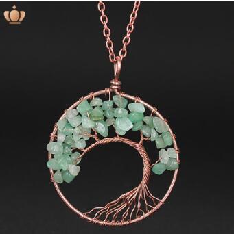 Light Green Pendant of Tree of Life Nature Necklace