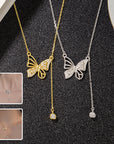 two different colored S925 Silver Hollow Butterfly Necklaces