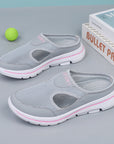 Grey colored Mesh Shoes Summer Sports Slippers for Women Men