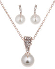 Bride Rhinestone Pearl Earrings Necklace Set Banquet Dress Jewelry