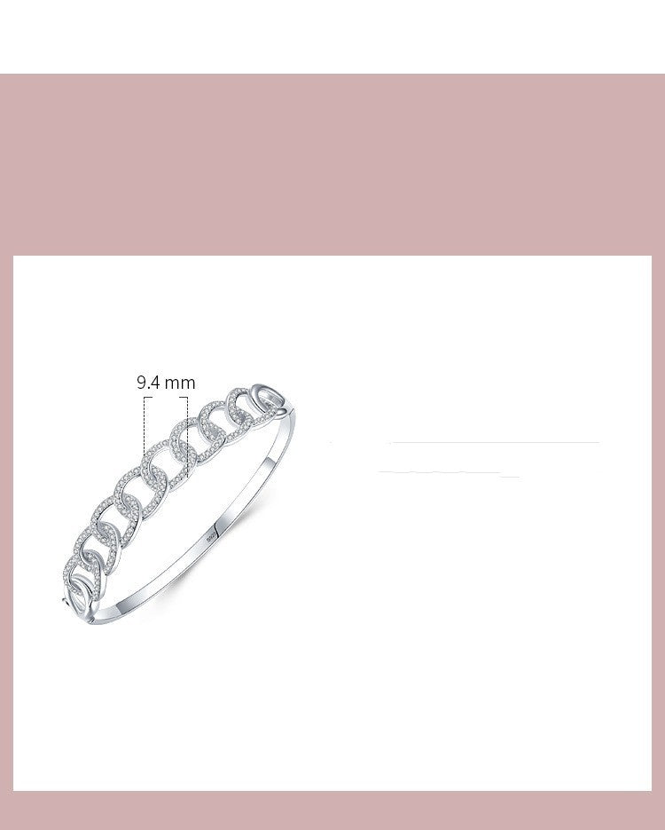 S925 Silver Twist Chain Bracelet for Women diameter detail