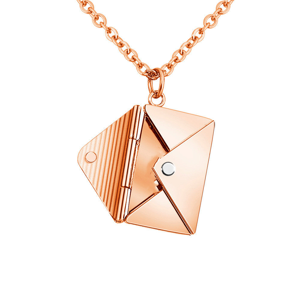 Rose Gold colored Love Letter Envelope Necklace pendant