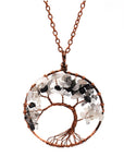 Black and White Pendant of Tree of Life Nature Necklace