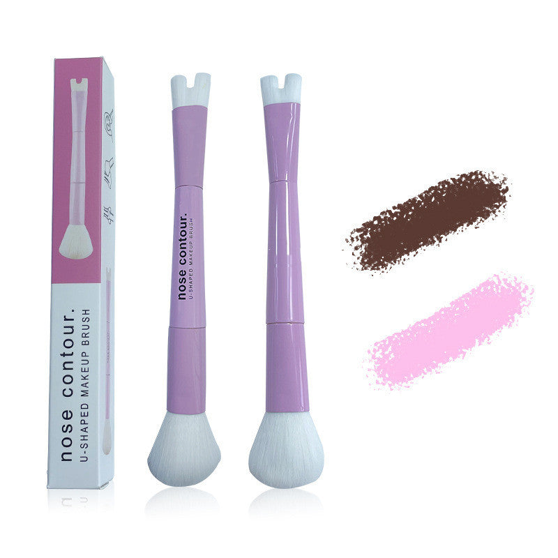 Two-in-one Nose Shadow Makeup Brush with colors