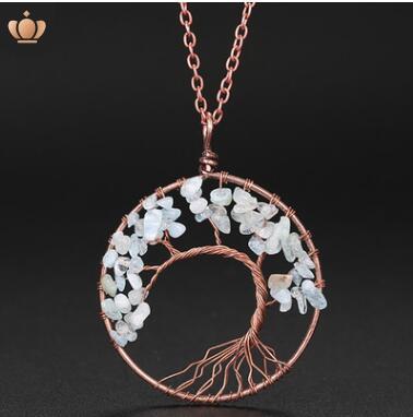 White Pendant of Tree of Life Nature Necklace