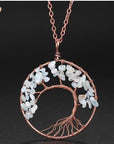 White Pendant of Tree of Life Nature Necklace