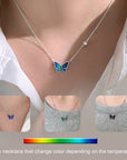 Beautiful girl wearing Color-changed Enchanted Butterfly Necklace