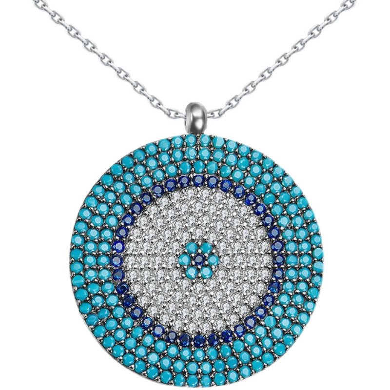 Pendant of Turquoise Sterling Silver Sweater Necklace