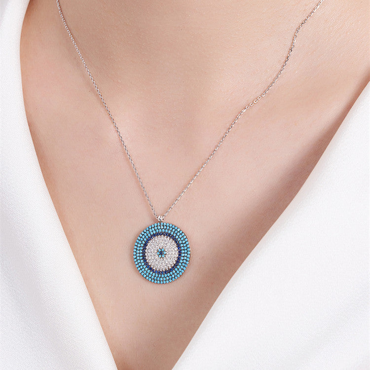 Girl wearing Turquoise Sterling Silver Sweater Necklace