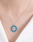 Girl wearing Turquoise Sterling Silver Sweater Necklace