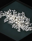 Bridal Handmade Silver Hair Comb Pearl Rhinestone Hair Accessories