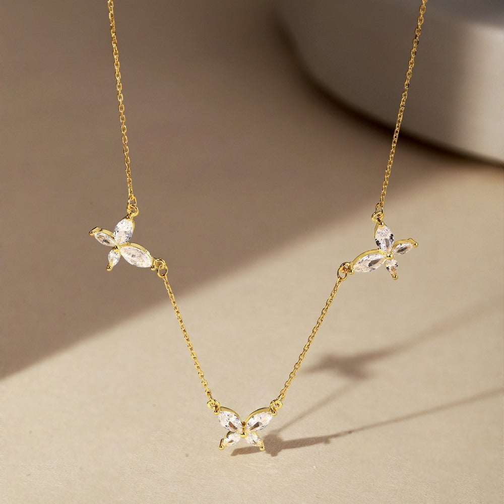 Gold chained S925 Sterling Silver Butterfly Necklace