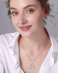 Girl wearing 925 Silver Triangle Necklace