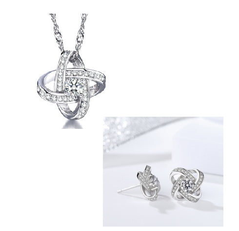 925 Sterling Silver Forever Heart Necklace and earrings