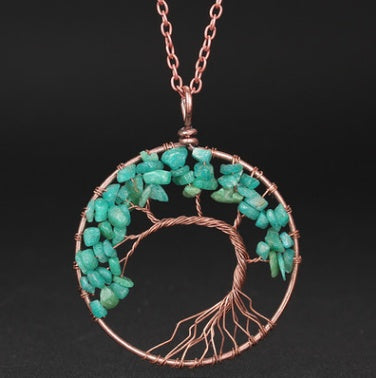 Emerald Pendant of Tree of Life Nature Necklace