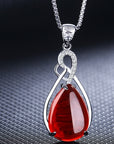 925 Silver Red Stone Necklace for Female