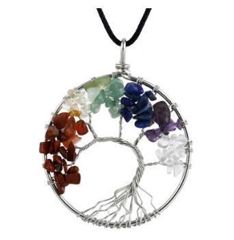 Multi Colored Pendant of Tree of Life Nature Necklace