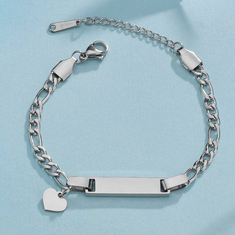 Korean Stainless Steel Curved Bracelet - love locket in blue background