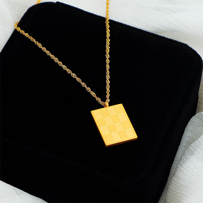 18k Gold Plated Chain Necklace for Women over a black cusion