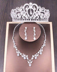 Bridal Rhinestone Crown Necklace Set Wedding Accessories