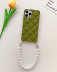 Skin Feeling Diamond  Style Applicable To IP14 Phone Case Pearl Chain