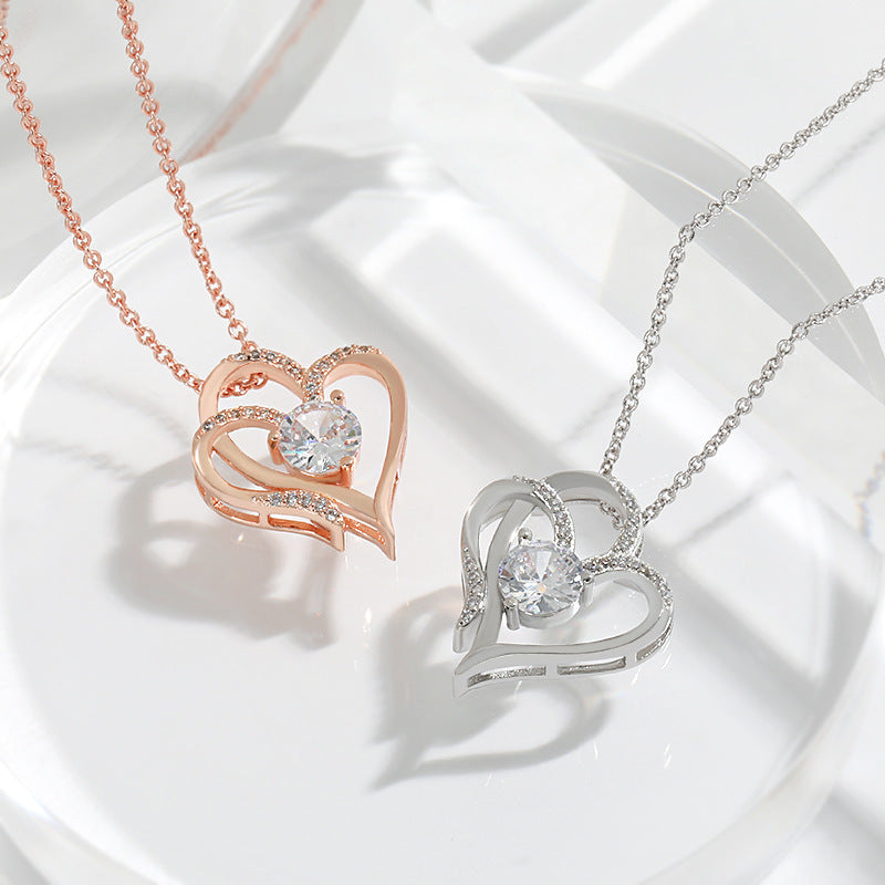 Two Zircon Double Love Necklaces