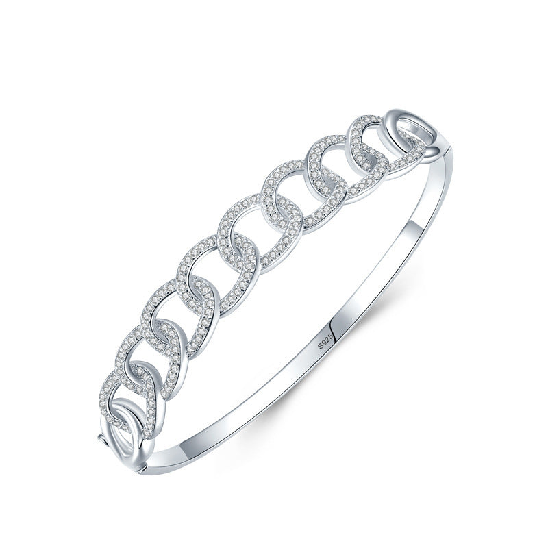 S925 Silver Twist Chain Bracelet for Women in white background