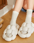 Girl wearing white colored Soft Cloud Design Cute House Slippers for Women