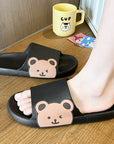 Black colored Cute Bear Slippers Summer Beach Shoes