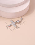 Simple Micro Inlaid Hasites Heart Wings Stud Earrings