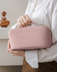 Waterproof Portable Large Capacity Cosmetic Leather Makeup Bag