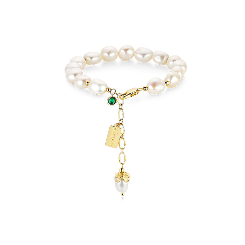 Natural Zircon Pearl Bracelet for Women in white background