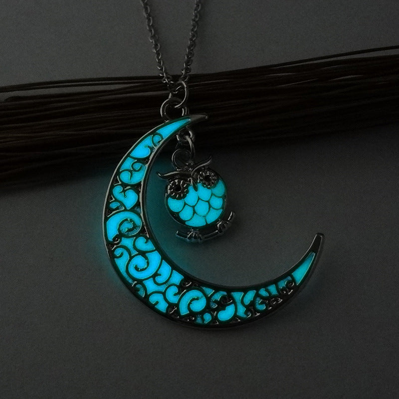 Blue Glowing Silver Plated Necklace for Women over sticks