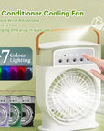 Portable USB Air Conditioner Cooling Fan With 5 Sprays 7 Color Light 600ML Water Tank Spray Mist Air Cooler Humidifiers