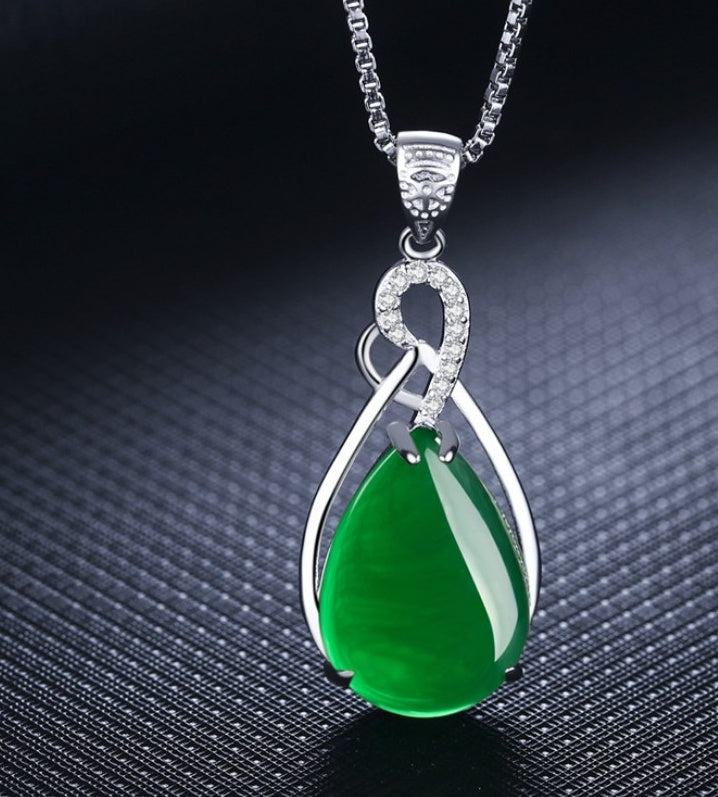 925 Silver Green Stone Necklace