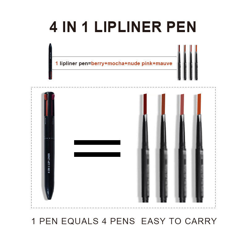 4 In 1 Makeup Waterproof Long Lasting Lipliner Pencil with efficiency