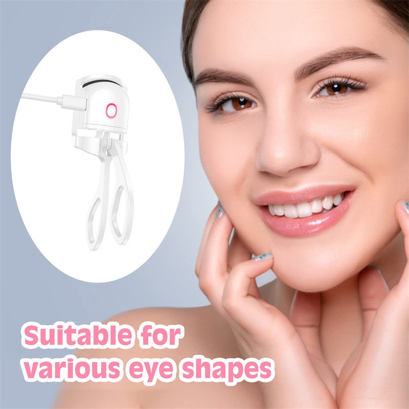 Electric Temperature Control Mini Eyelash Curler with a smiling girl