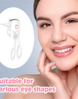 Electric Temperature Control Mini Eyelash Curler with a smiling girl