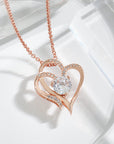 Rose Gold Zircon Double Love Necklace